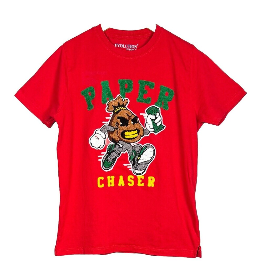 Paper Chaser T-shirt Evolution In Design Embroidered‎ Small Red Colorful Y2K